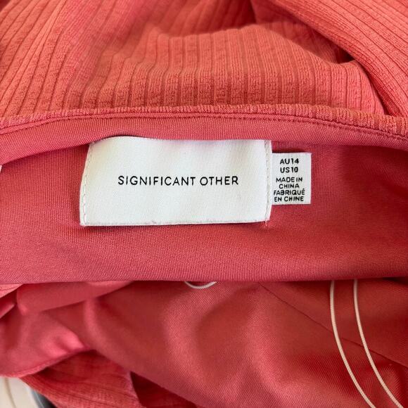 Significant Other Hallie Maxi Dress Size 10 Cut Out Waist Draped Skirt Coral - Picture 9 of 11